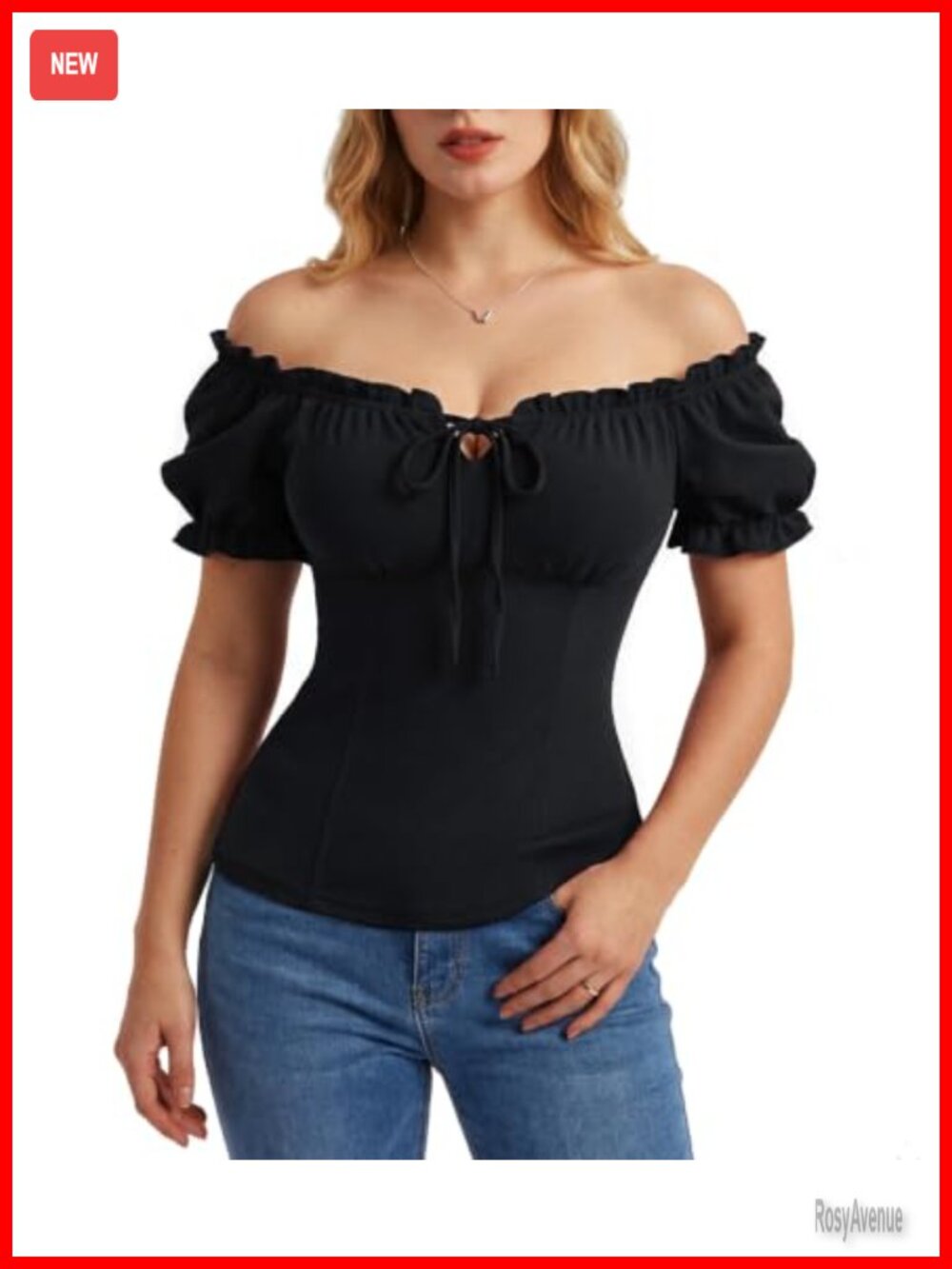 Women's Peasant Blouse Off Shoulder Puff Sleeve Renaissance Corset Top